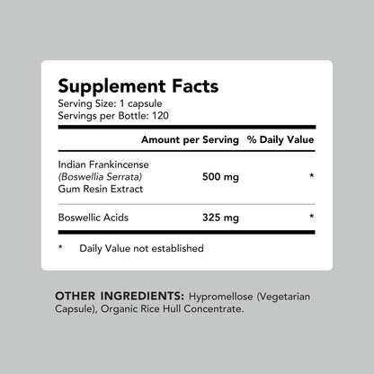 AMANDEAN Boswellia Serrata Extrakt 500mg – 120 vegane Kapseln – 65 % Boswelliasäuren mit AKBA – Indischer Weihrauch – Gelenkunterstützung