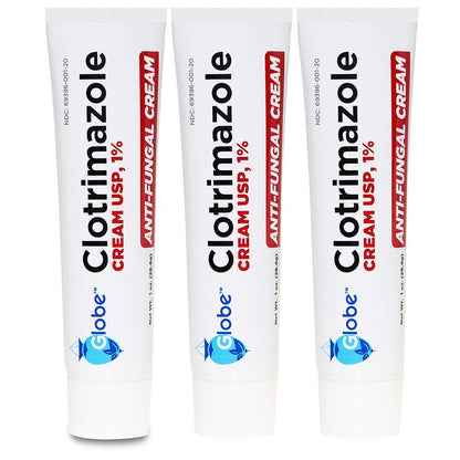 Globe Clotrimazol Antimykotische Creme 1% USP, 1 oz (3er Pack) – Pilzbehandlung gegen Fußpilz, Juckreiz, Brennen, Risse und Schuppen