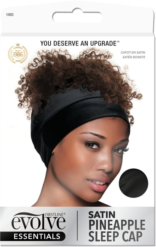 Evolve Satin Ananas-Duschhaube – Schwarze Satin-Duschhaube für langes Haar