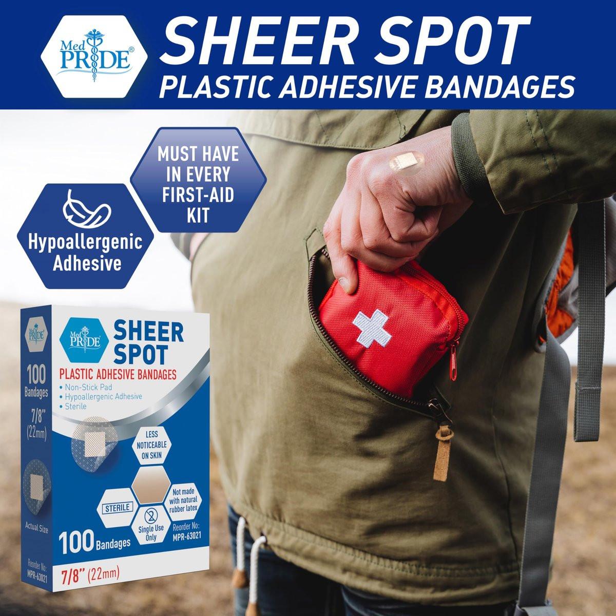 MED PRIDE 100er-Pack sterile kleine runde klare Pflaster für das Gesicht – Sensitive Haut Spot-Pflaster mit nicht haftendem Pad, hypoallergener Kleber, latexfrei