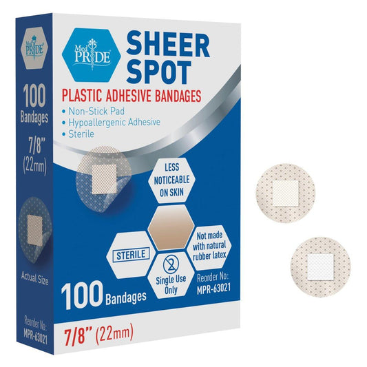 MED PRIDE 100er-Pack sterile kleine runde klare Pflaster für das Gesicht – Sensitive Haut Spot-Pflaster mit nicht haftendem Pad, hypoallergener Kleber, latexfrei