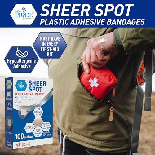 MED PRIDE 100er-Pack sterile kleine runde klare Pflaster für das Gesicht – Sensitive Haut Spot-Pflaster mit nicht haftendem Pad, hypoallergener Kleber, latexfrei