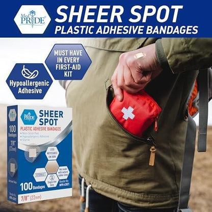 MED PRIDE 100er-Pack sterile kleine runde klare Pflaster für das Gesicht – Sensitive Haut Spot-Pflaster mit nicht haftendem Pad, hypoallergener Kleber, latexfrei