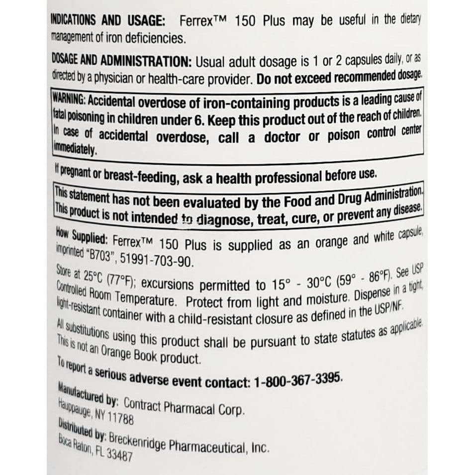 Breckenridge Ferrex 150 Polysaccharide Eisenkomplex Kapseln 100 Stück (ohne Blister)