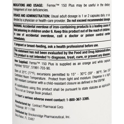 Breckenridge Ferrex 150 Polysaccharide Eisenkomplex Kapseln 100 Stück (ohne Blister)
