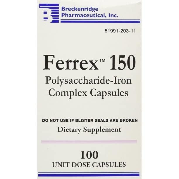 Breckenridge Ferrex 150 Polysaccharide Eisenkomplex Kapseln 100 Stück (ohne Blister)