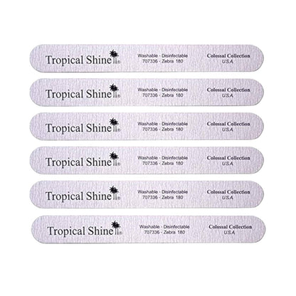 Tropical Shine Jumbo Zebra 180 Colossal Collection – 6 Nagelfeilen für professionelle Nagelpflege und Formgebung – Mittlere (180) Körnung Feilenset für Naturnägel (707336)