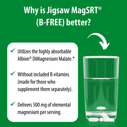 Jigsaw Health MagSRT (B-Free) | Premium, organisches Magnesium mit langsamer Freisetzung | Aktiv bioverfügbares Magnesiummalat | 60 Tabletten (15 Portionen)