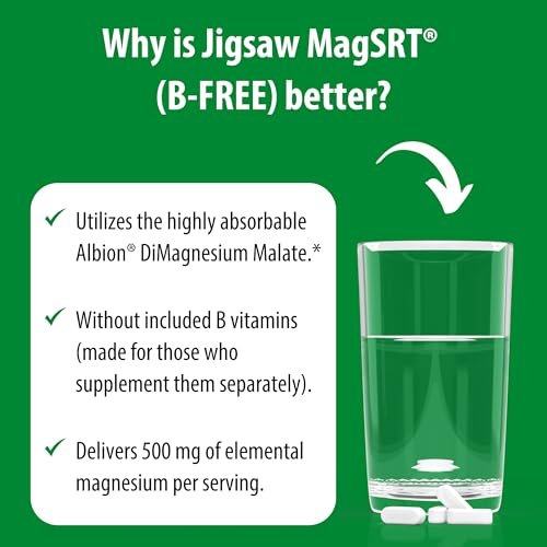 Jigsaw Health MagSRT (B-Free) | Premium, organisches Magnesium mit langsamer Freisetzung | Aktiv bioverfügbares Magnesiummalat | 60 Tabletten (15 Portionen)