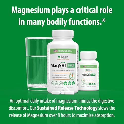 Jigsaw Health MagSRT (B-Free) | Premium, organisches Magnesium mit langsamer Freisetzung | Aktiv bioverfügbares Magnesiummalat | 60 Tabletten (15 Portionen)