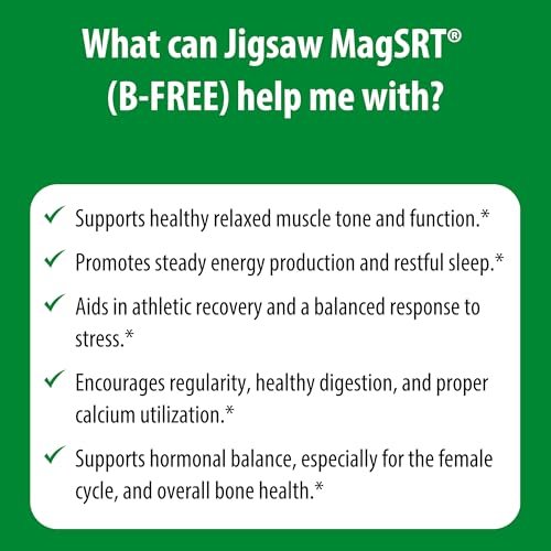 Jigsaw Health MagSRT (B-Free) | Premium, organisches Magnesium mit langsamer Freisetzung | Aktiv bioverfügbares Magnesiummalat | 60 Tabletten (15 Portionen)