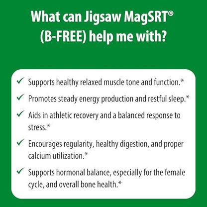 Jigsaw Health MagSRT (B-Free) | Premium, organisches Magnesium mit langsamer Freisetzung | Aktiv bioverfügbares Magnesiummalat | 60 Tabletten (15 Portionen)