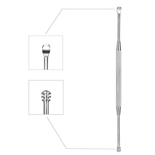 Mudder Ohrlöffel aus Edelstahl – Ohrenschmalzentferner mit Aufbewahrungsbox, 304er Edelstahl, Silber, 12 cm