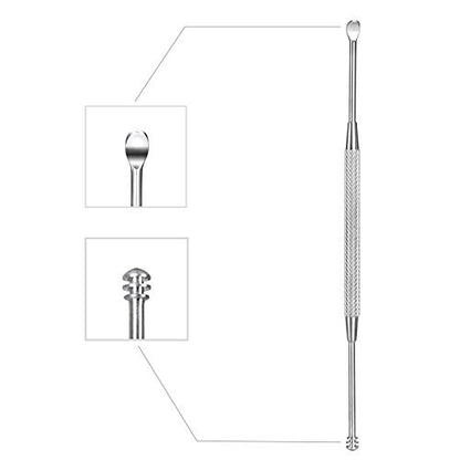 Mudder Ohrlöffel aus Edelstahl – Ohrenschmalzentferner mit Aufbewahrungsbox, 304er Edelstahl, Silber, 12 cm