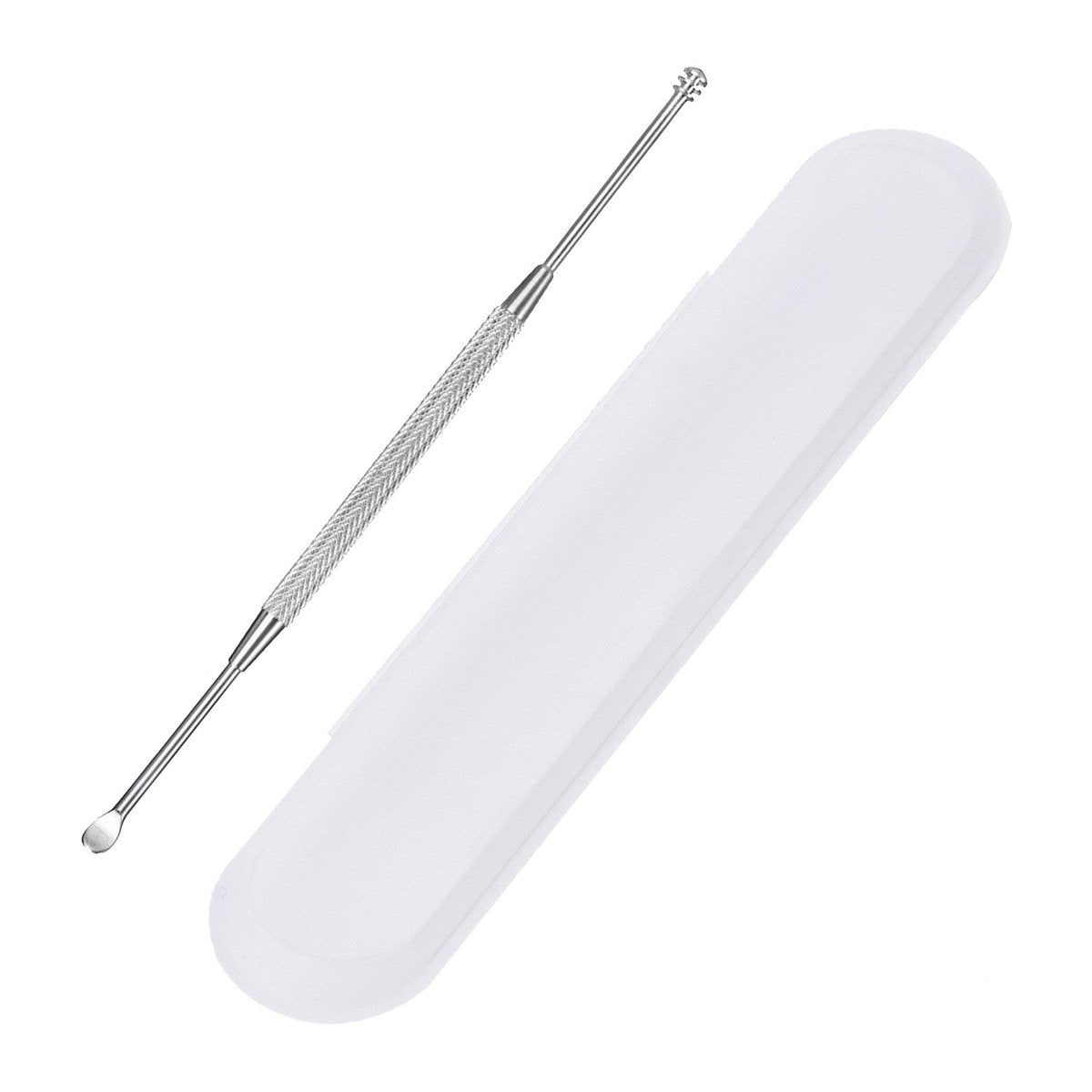 Mudder Ohrlöffel aus Edelstahl – Ohrenschmalzentferner mit Aufbewahrungsbox, 304er Edelstahl, Silber, 12 cm