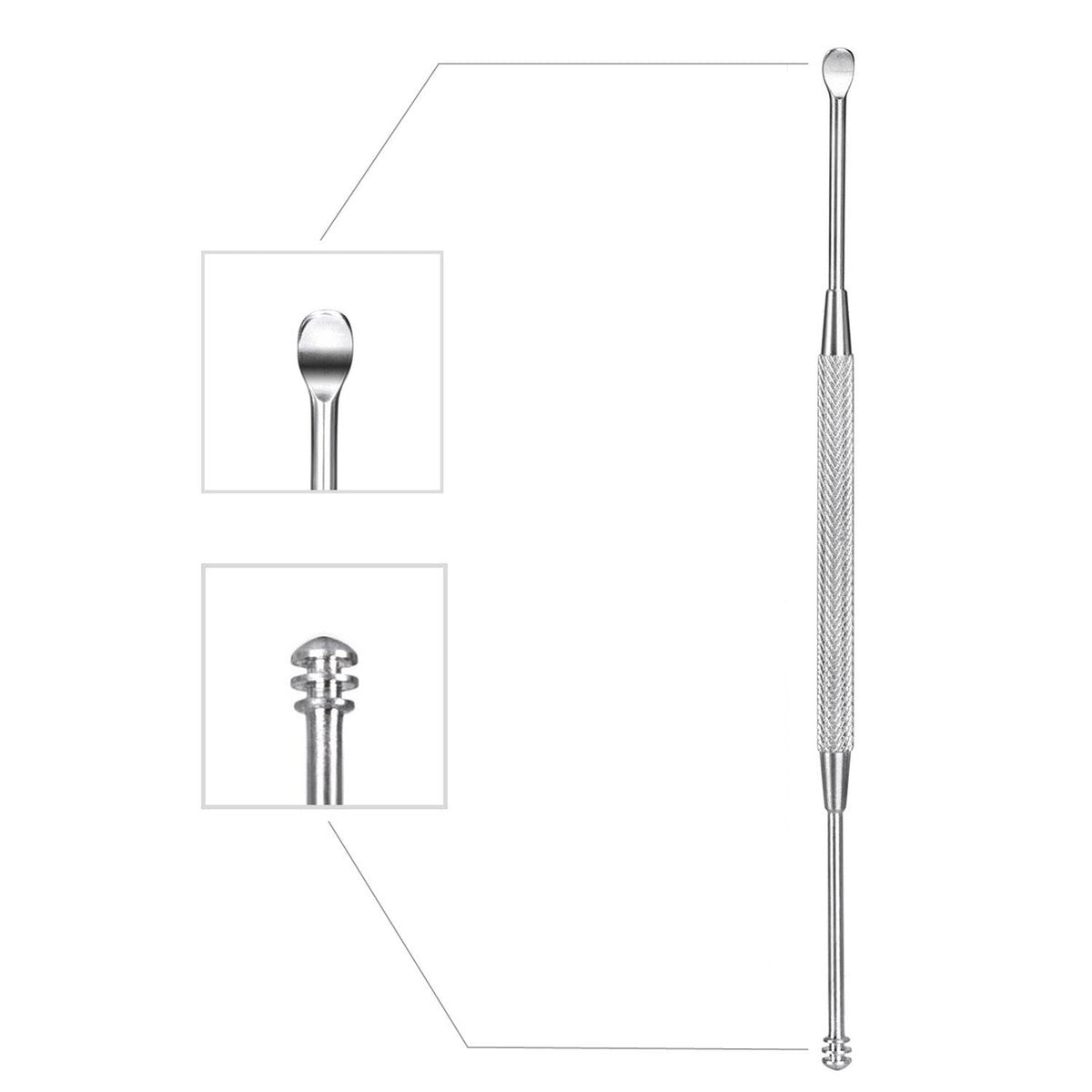 Mudder Ohrlöffel aus Edelstahl – Ohrenschmalzentferner mit Aufbewahrungsbox, 304er Edelstahl, Silber, 12 cm