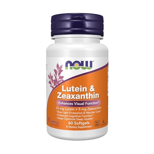NOW Foods Lutein & Zeaxanthin Kapseln, 25 mg Lutein und 5 mg Zeaxanthin, 60 Softgels