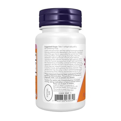 NOW Foods Lutein & Zeaxanthin Kapseln, 25 mg Lutein und 5 mg Zeaxanthin, 60 Softgels