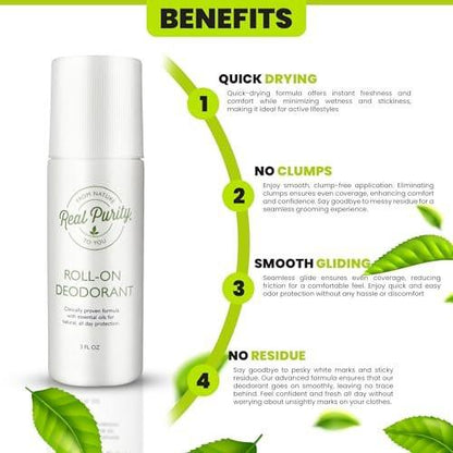 Real Purity, (2er-Pack) Roll-On Deodorant – 3 Fl Oz pro Flasche, natürlicher Schutz