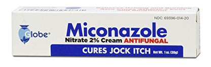 Miconazole Globe (6er-Pack) 2% Nitrat Antipilzcreme – Behandelt Fußpilz, Juckreiz, Ringelflechte und mehr, 1 OZ Tube