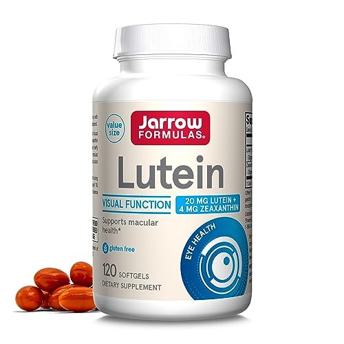 Jarrow Formulas Lutein 20 mg – 120 Softgels – Klinisch dokumentierte Augengesundheit & Unterstützung – Mit Zeaxanthin – 120 Portionen