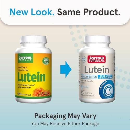 Jarrow Formulas Lutein 20 mg – 120 Softgels – Klinisch dokumentierte Augengesundheit & Unterstützung – Mit Zeaxanthin – 120 Portionen