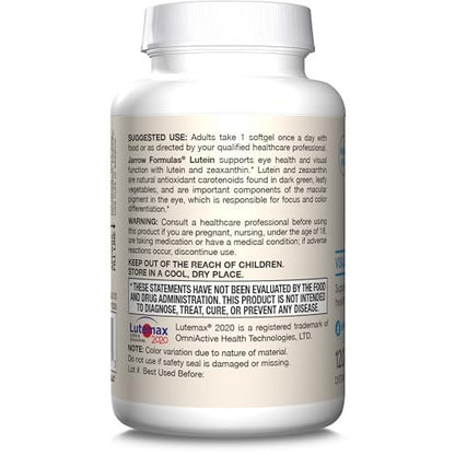 Jarrow Formulas Lutein 20 mg – 120 Softgels – Klinisch dokumentierte Augengesundheit & Unterstützung – Mit Zeaxanthin – 120 Portionen
