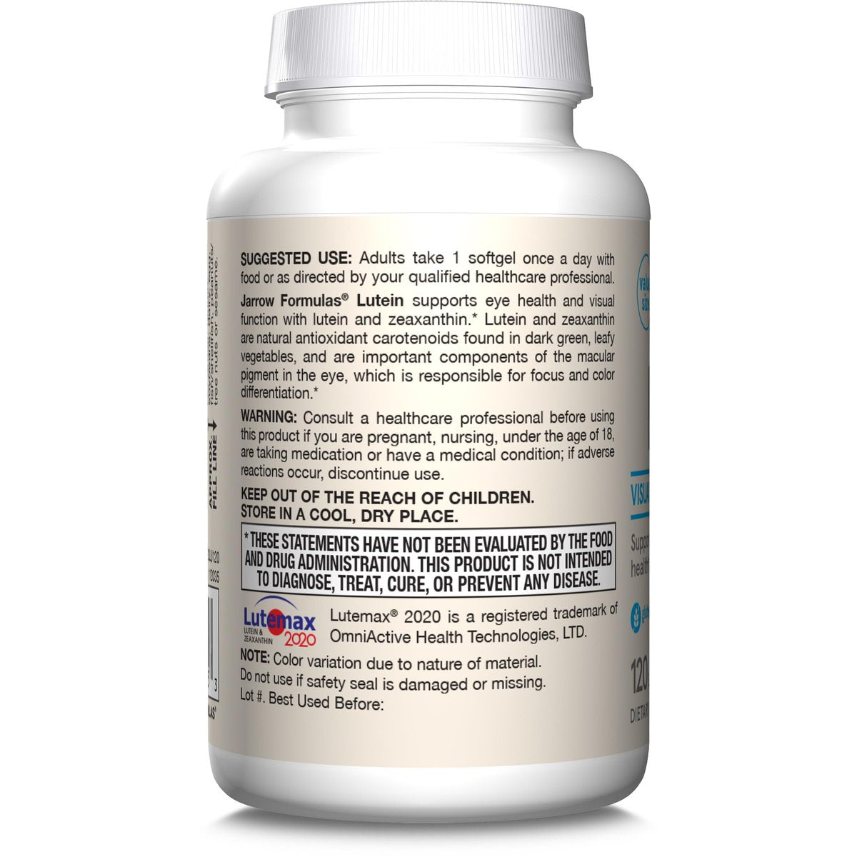 Jarrow Formulas Lutein 20 mg – 120 Softgels – Klinisch dokumentierte Augengesundheit & Unterstützung – Mit Zeaxanthin – 120 Portionen
