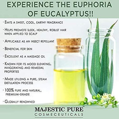 Majestic Pure Eukalyptus ätherisches Öl mit Glaspipette - 100% rein und natürlich - Ätherisches Öl für Diffuser, Aromatherapie, Seifen- und Kerzenherstellung, 30 ml