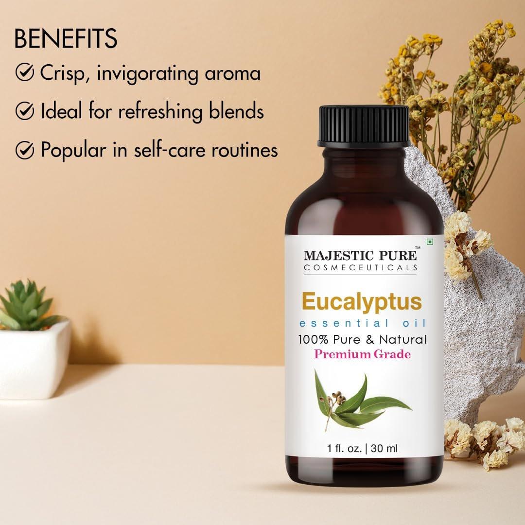 Majestic Pure Eukalyptus ätherisches Öl mit Glaspipette - 100% rein und natürlich - Ätherisches Öl für Diffuser, Aromatherapie, Seifen- und Kerzenherstellung, 30 ml