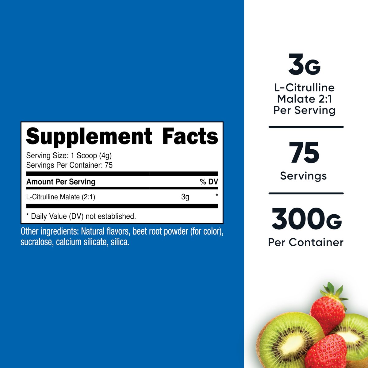 Nutricost L-Citrullin Malat 2:1 – 300 g Pulver (Erdbeer-Kiwi)