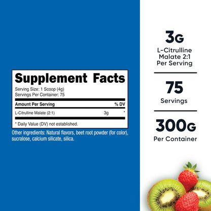Nutricost L-Citrullin Malat 2:1 – 300 g Pulver (Erdbeer-Kiwi)
