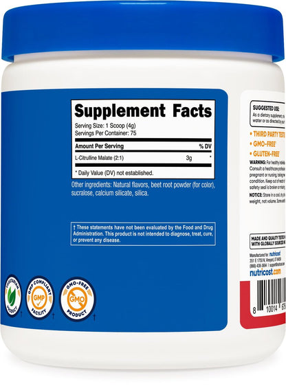 Nutricost L-Citrullin Malat 2:1 – 300 g Pulver (Erdbeer-Kiwi)