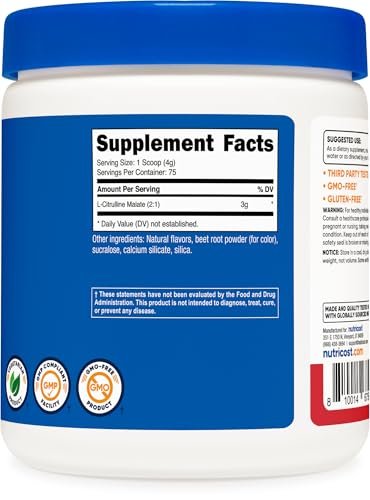Nutricost L-Citrullin Malat 2:1 – 300 g Pulver (Erdbeer-Kiwi)
