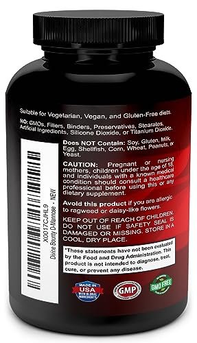 Divine Bounty D-Mannose Kapseln - 600 mg D-Mannose Pulver pro Kapsel mit Cranberry und Löwenzahnextrakt zur Unterstützung der normalen Harnwegsgesundheit - 120 vegane Kapseln