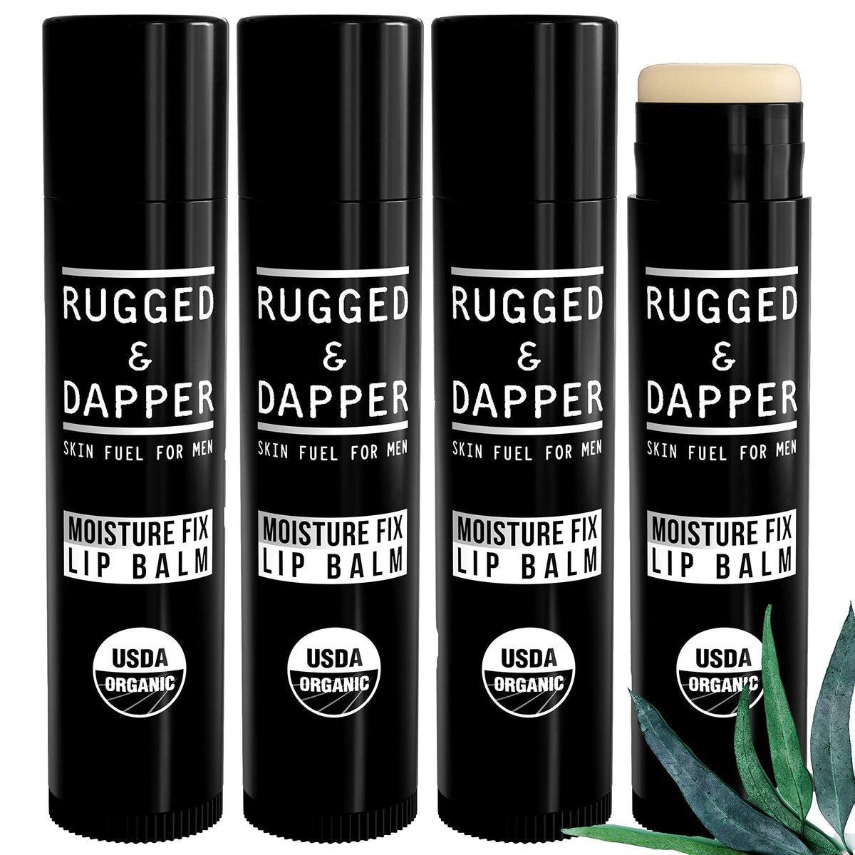 RUGGED & DAPPER Lippenbalsam für Männer – Bio & natürliche Inhaltsstoffe – 4er-Pack – Feuchtigkeitsspendender Herren-Lippenbalsam