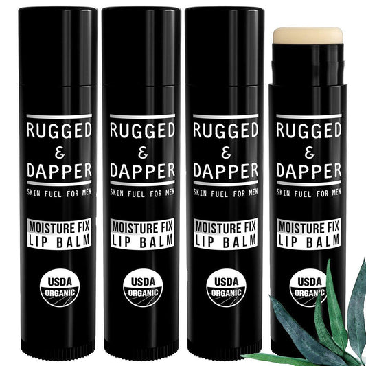 RUGGED & DAPPER Lippenbalsam für Männer – Bio & natürliche Inhaltsstoffe – 4er-Pack – Feuchtigkeitsspendender Herren-Lippenbalsam