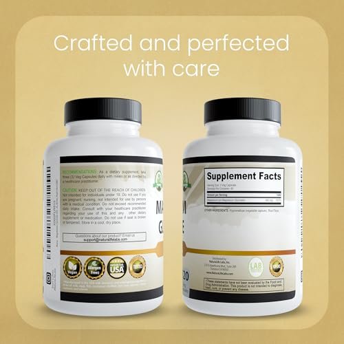 NaturaLife Labs Magnesiumglycinat – 450 mg pro Portion – 120 vegane Kapseln – Non-GMO, glutenfrei, vegan