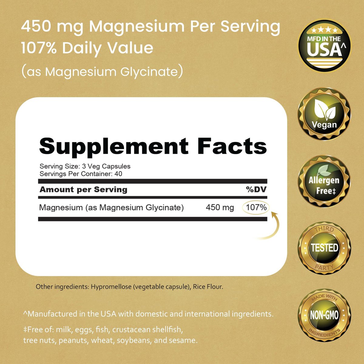 NaturaLife Labs Magnesiumglycinat – 450 mg pro Portion – 120 vegane Kapseln – Non-GMO, glutenfrei, vegan
