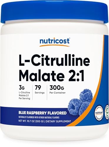 Nutricost L-Citrullin Malat 2:1 (300 g) – Blaue Himbeere – Pulver für sportliche Leistung