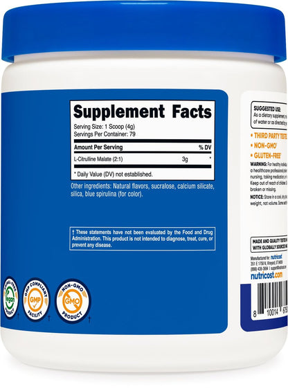 Nutricost L-Citrullin Malat 2:1 (300 g) – Blaue Himbeere – Pulver für sportliche Leistung