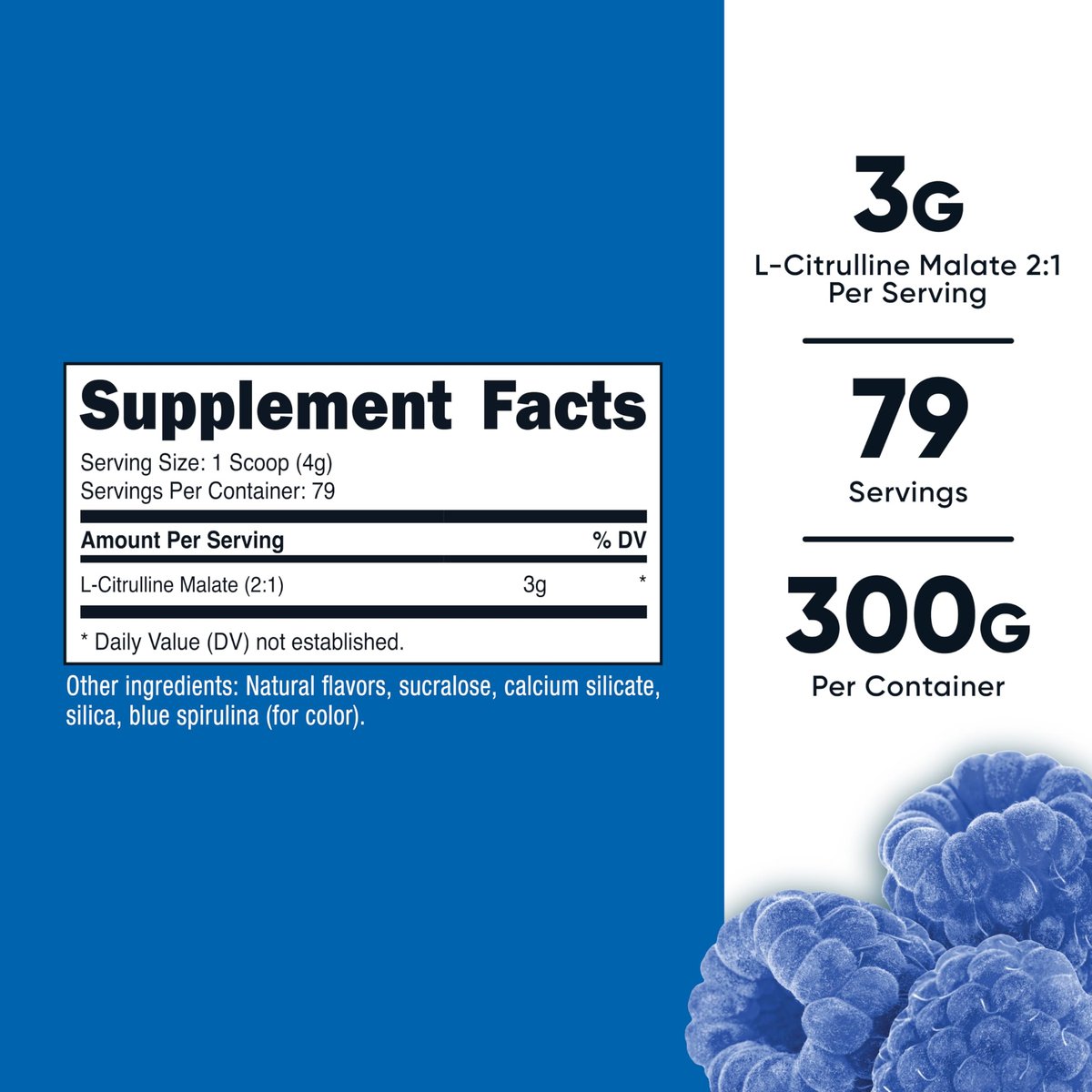 Nutricost L-Citrullin Malat 2:1 (300 g) – Blaue Himbeere – Pulver für sportliche Leistung