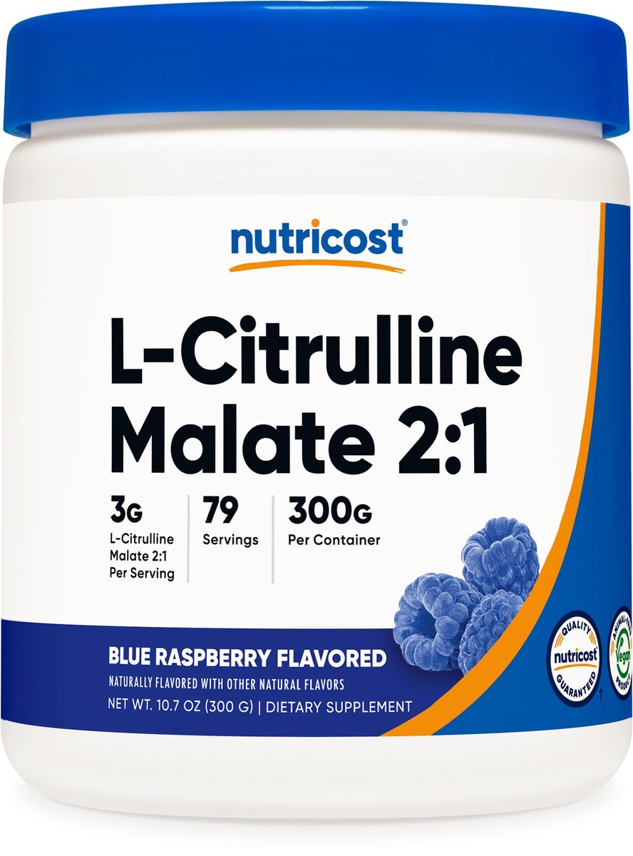 Nutricost L-Citrullin Malat 2:1 (300 g) – Blaue Himbeere – Pulver für sportliche Leistung