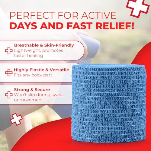 Ever Ready First Aid Selbsthaftende Kohäsive Bandagen 7,6 cm x 4,6 m - 12 Stück, Regenbogenfarben