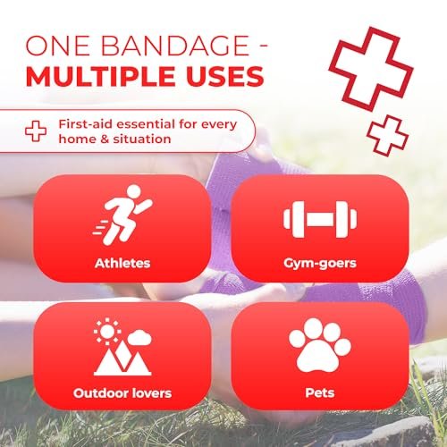 Ever Ready First Aid Selbsthaftende Kohäsive Bandagen 7,6 cm x 4,6 m - 12 Stück, Regenbogenfarben