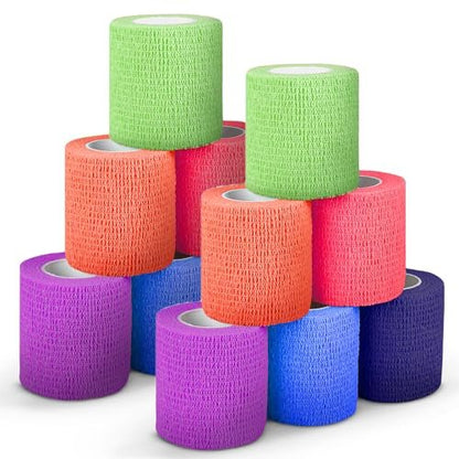 Ever Ready First Aid Selbsthaftende Kohäsive Bandagen 7,6 cm x 4,6 m - 12 Stück, Regenbogenfarben