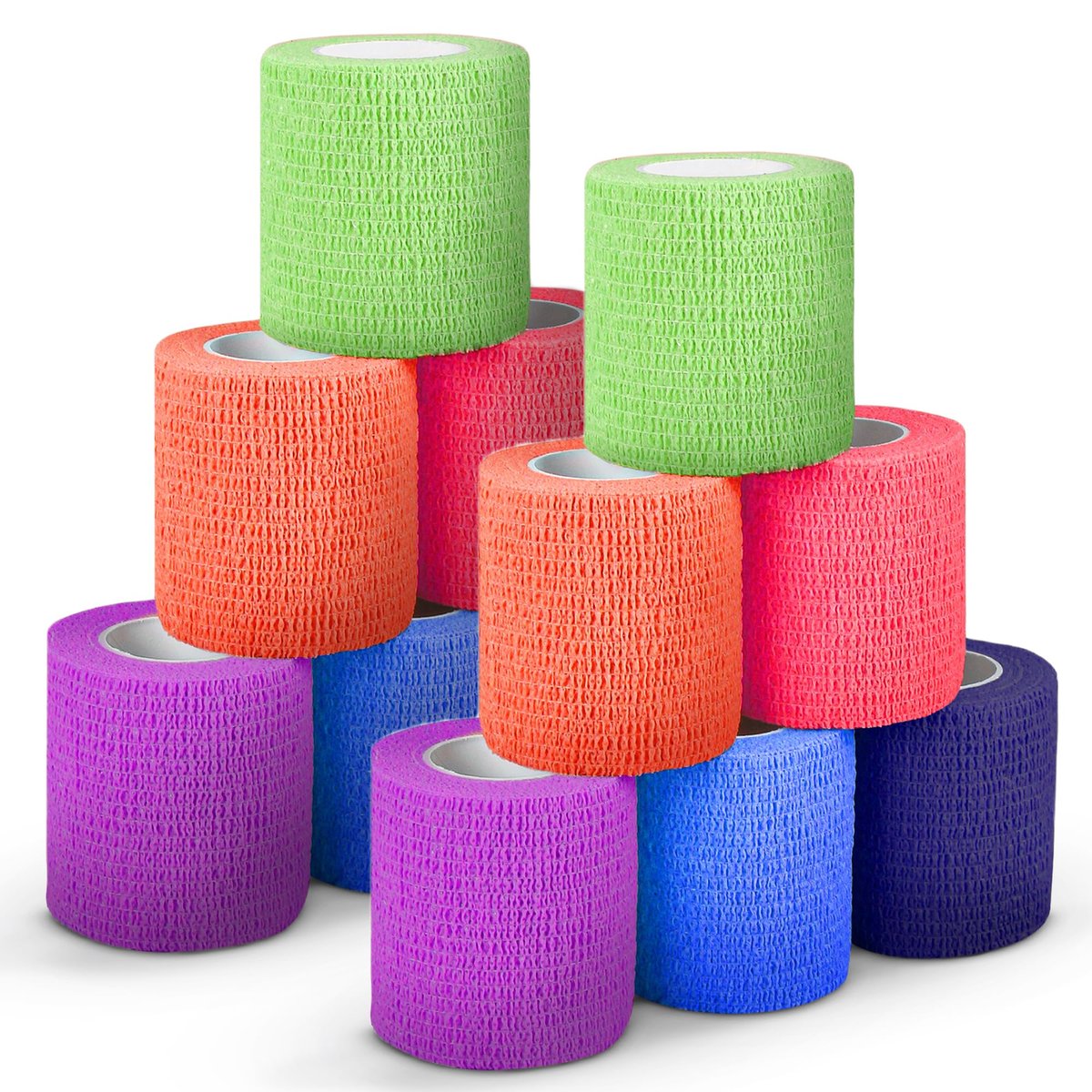 Ever Ready First Aid Selbsthaftende Kohäsive Bandagen 7,6 cm x 4,6 m - 12 Stück, Regenbogenfarben