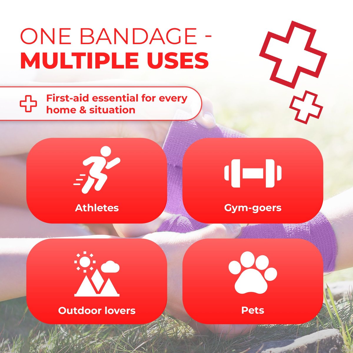 Ever Ready First Aid Selbsthaftende Kohäsive Bandagen 7,6 cm x 4,6 m - 12 Stück, Regenbogenfarben