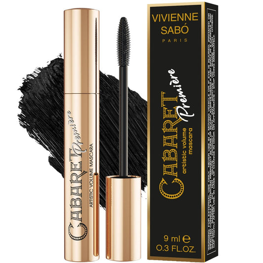 Vivienne Sabó Cabaret Premiere Black Mascara – Volumen & Länge, definierend, lockend, wischfest, wasserlöslich, tierversuchsfrei, 0,3 Fl Oz