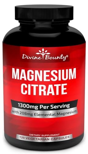 Reines Magnesiumcitrat Kapseln - 1300mg Magnesiumpräparat mit elementarem Magnesium - 120 vegane Kapseln